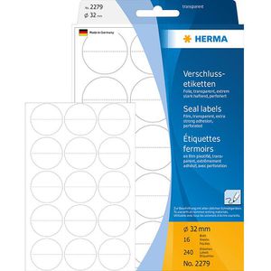 Verschlussetiketten Herma 2279, Ø 32mm, Folie