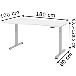 Produktbild für Schreibtisch Hammerbacher XDSM 18, weiß / silber