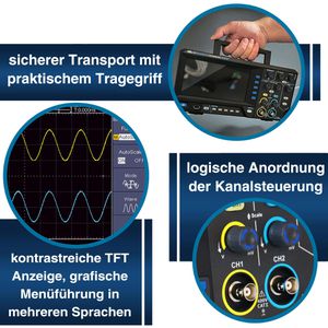 Produktbild für Oszilloskop PeakTech P 1400, 2 Kanäle, mit USB-A, 100 MSa/s
