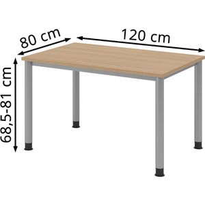 Produktbild für Schreibtisch Hammerbacher H-Serie, eiche / silber