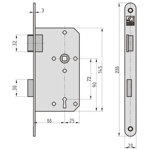 Produktbild für Einsteckschloss BASI 9220-5511, DIN rechts
