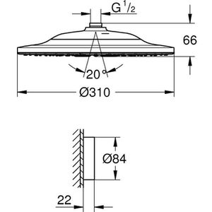 Produktbild für Kopfbrause GROHE Rainshower SmartConnect, 26641000, verchromt