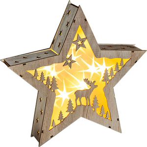 Weihnachtsstern Böttcher-AG Holzstern mit Weihnachtskulisse