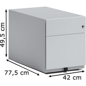 Produktbild für Rollcontainer Bisley Note, aus Metall, lichtgrau