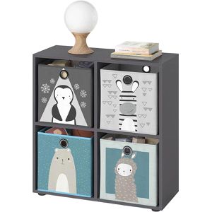 Produktbild für Bücherregal Vicco Tetra, grau, mit 4 Faltboxen