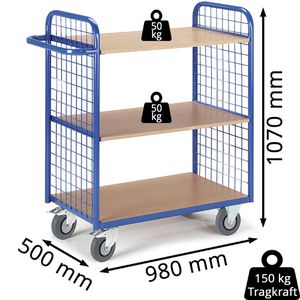 Produktbild für Etagenwagen Rollcart 08-7341, 2 Wände