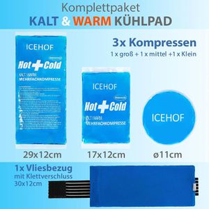Produktbild für Kühlkompresse ICEHOF Kühlpad 3er Set, mit Hülle