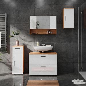 Produktbild für Spiegelschrank Vicco Irma, weiß hochglanz / eiche