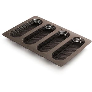Produktbild für Backform Lekue für 4 Mini-Baguettes, perforiert, aus Silikon