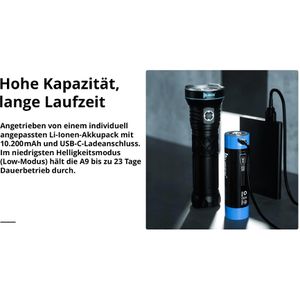 Produktbild für Taschenlampe Wuben A9, LED, aufladbar