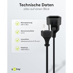 Produktbild für Verlängerungskabel Goobay 64616, für innen