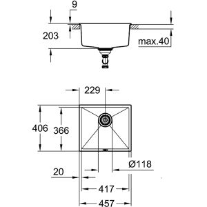 Produktbild für Spülbecken GROHE K700U Kompositspüle, Einzelbecken, schwarz