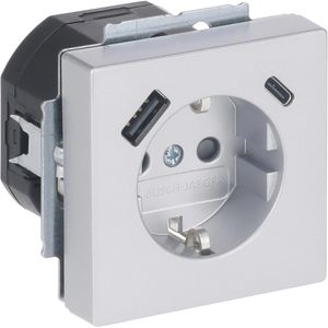 Produktbild für Steckdose Busch-Jaeger Plattform 63, 20EUCB2USBAC-83 Unterputz