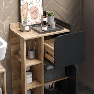 Produktbild für Badschrank Vicco Karen, 4 Füße, anthrazit / sonoma eiche