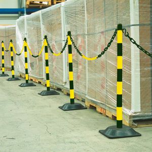 Produktbild für Absperrpfosten Moravia GUARDA, schwarz/gelb, aus Kunststoff