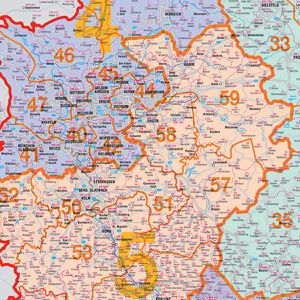Produktbild für Deutschlandkarte Franken KA440M Postleitzahlenkarte, Alurahmen