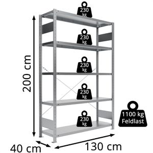 Produktbild für Schwerlastregal META-Regalbau 9900013331, 5 Metallböden