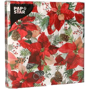 Produktbild für Servietten Papstar 88178 Winter Poinsettia