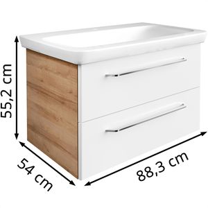 Produktbild für Waschtisch Fackelmann Milano, hängend, weiß / asteiche