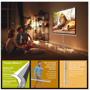 Produktbild für Beamer-Leinwand ESMART Professional MISATI Stativ