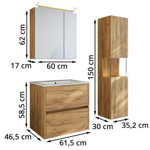 Produktbild für Badmöbel-Set Posseik Limes 60, eiche gold, 3-teilig