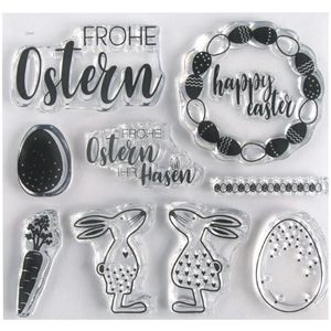 Produktbild für Motivstempel Rayher Clear Stamps Osterfreunde, aus Kunststoff