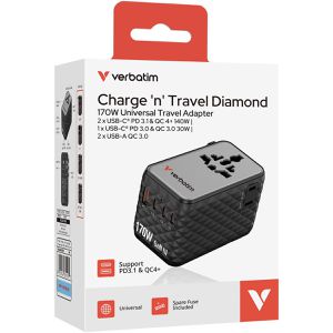 Produktbild für Reiseadapter Verbatim Charge n Travel, GaN III, 170W