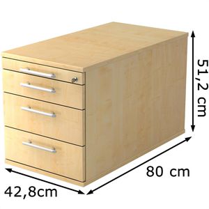 Produktbild für Rollcontainer Hammerbacher Solid TC30, aus Holz, ahorn