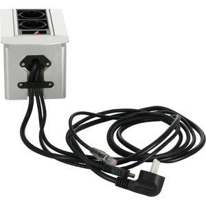 Produktbild für Einbausteckdose LEDmaxx ALUMS1, mit 1,5 m Kabel, klappbar