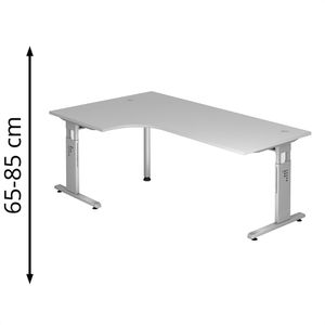 Schreibtisch Hammerbacher O-Serie, lichtgrau / silber
