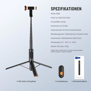 Produktbild für Selfie-Stick Neewer PA992, 32 bis 147 cm