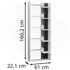 Produktbild für Bücherregal Vicco Fico, weiß / anthrazit