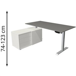 Schreibtisch Kerkmann Move 1, 2229, graphit, mit Sideboard