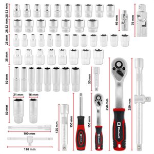 Produktbild für Steckschlüssel Einhell E-Case 370520, 60-teilig
