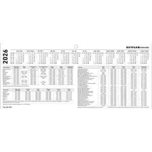 Produktbild für 3-Monatskalender Zettler 955, mit Ferienübersicht, Jahr 2026