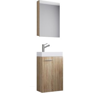 Waschtisch VCM Slito, mit Spiegelschrank, sonoma eiche