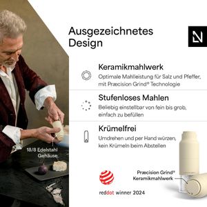 Produktbild für Gewürzmühle LARS-NYSØM Omvendt Almond Beige, Höhe 15,2 cm