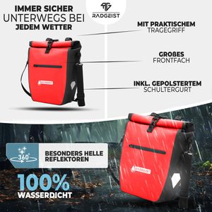 Produktbild für Gepäckträgertasche Radgeist PRD-20-53, rot, 20 Liter