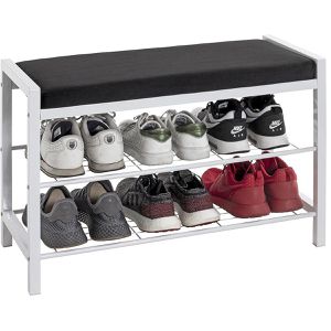 Produktbild für Schuhbank Haku-Möbel 54343, weiß / schwarz, aus Metall