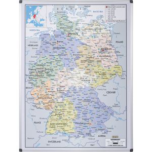 Produktbild für Deutschlandkarte Bi-Office MAP0101002, mit Aluminiumrahmen