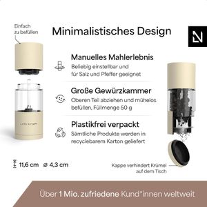 Produktbild für Gewürzmühle LARS-NYSØM Sjael Almond Beige, Höhe 11,6 cm
