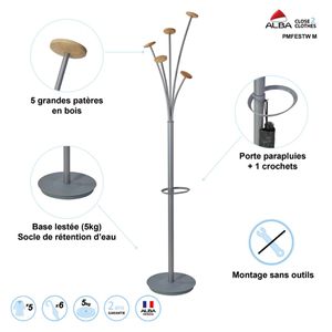 Produktbild für Garderobenständer Alba Festival, PMFESTW M, silber