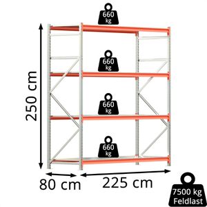 Produktbild für Weitspannregal Regalwerk EMMA, 4 Metallböden