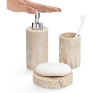 Produktbild für Badaccessoires-Set Navaris Stone, 3-teilig