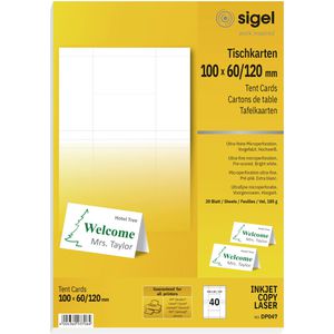 Produktbild für Tischkarten Sigel DP047, weiß, blanko