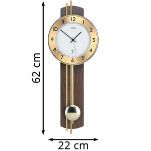 Produktbild für Wanduhr AMS 5266/1, Nussbaum, Messing, analog, Funkuhr