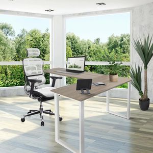 Produktbild für Schreibtisch hJh-OFFICE Workspace basic I 830083, grau / weiß