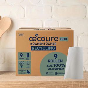 Produktbild für Küchenrolle Oecolife Großpackung, Sparblatt, 3-lagig