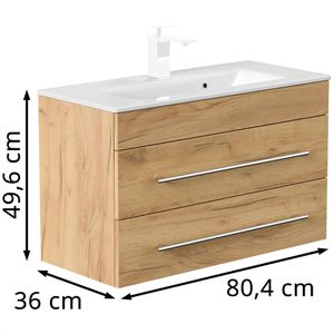 Produktbild für Waschtisch Posseik Portus 800 SlimLine, hängend, eiche gold
