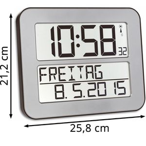 Produktbild für Wanduhr TFA 60.4512.54 Timeline, Kunststoff, digital, Funkuhr
